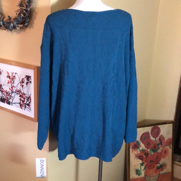 Vtg 90s DONNKENNY Classics Size 2X Textured Openweave Marine Blue Pullover NEW - Picture 5 of 15